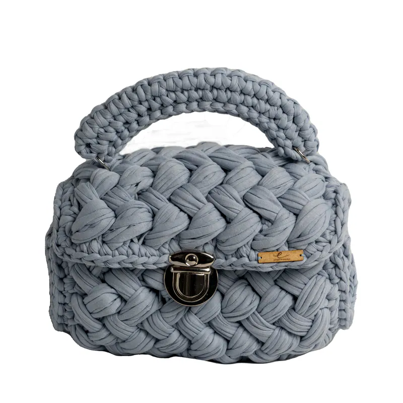 Ecofriendly, Luxury Handmade Crochet women knit hand bag / Cathedral Grey