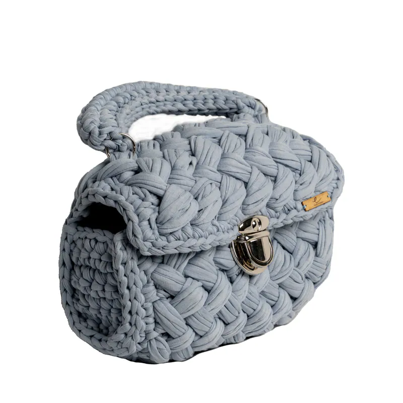 Ecofriendly, Luxury Handmade Crochet women knit hand bag / Cathedral Grey, view 2