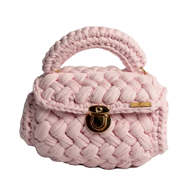 Ecofriendly, Luxury Handmade Crochet women knit hand bag / Millenial Pink, view 2