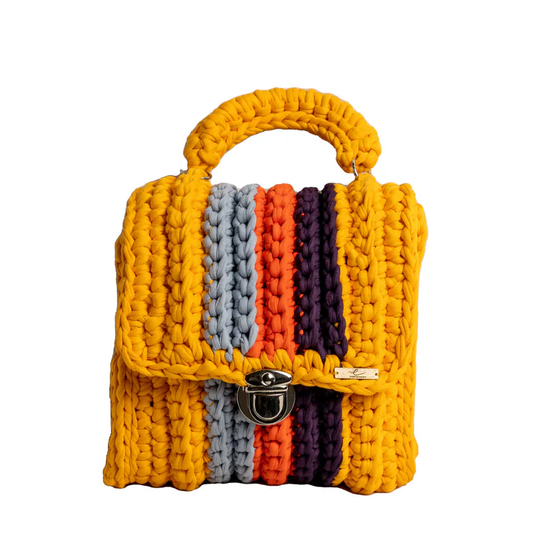 Ecofriendly, Luxury Handmade Crochet women knit hand bag / Rainbow