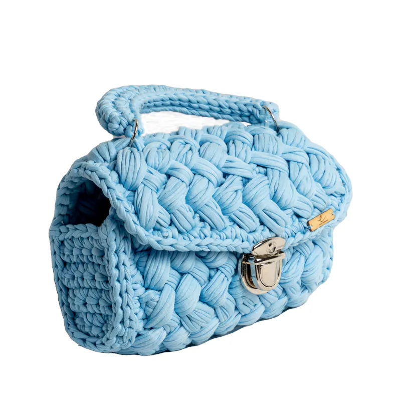 Ecofriendly, Luxury Handmade Crochet women knit hand bag / Sky Blue, view 2