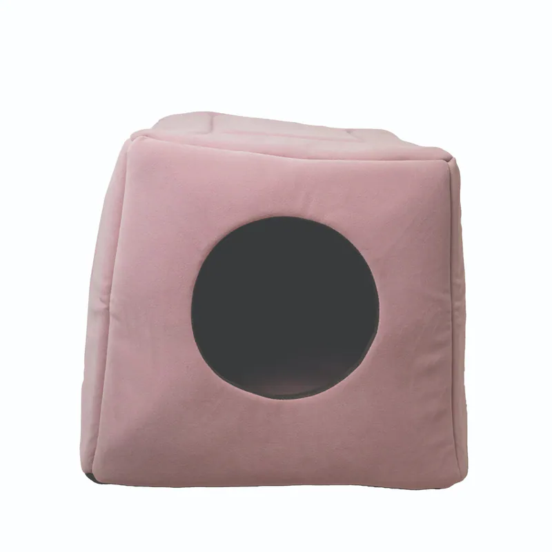 3-in-1 Foldable Pet Kitten Puppy Soft Cave Bed / Rose Pink