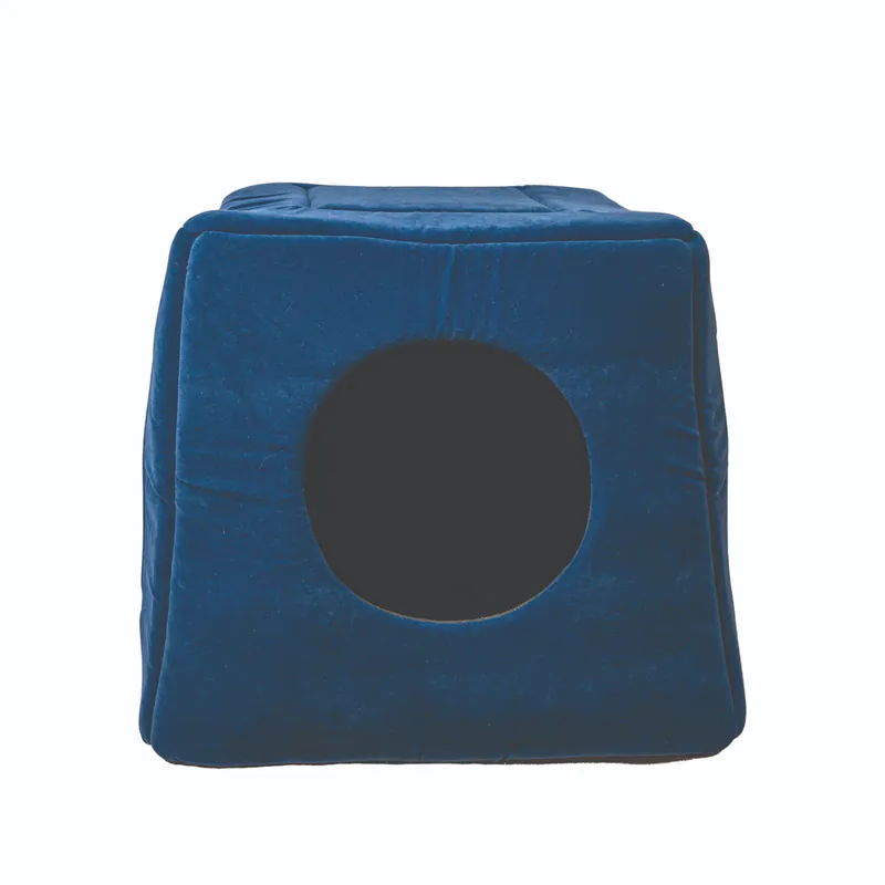 3-in-1 Foldable Pet Kitten Puppy Soft Cave Bed / Navy Blue