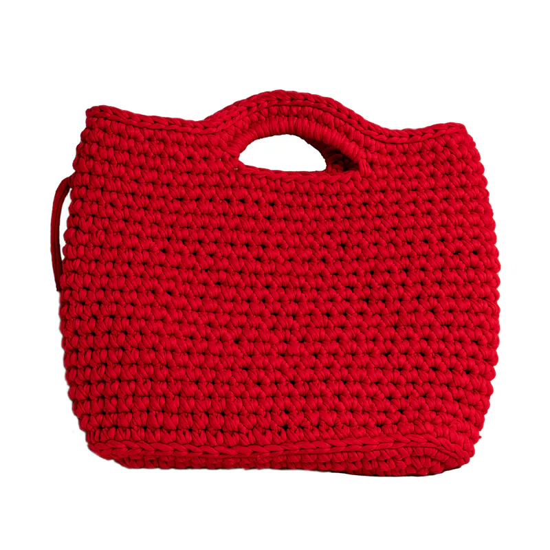 Ecofriendly,Daisy Luxury Handmade Crochet women knit hand bag / Red, view 2