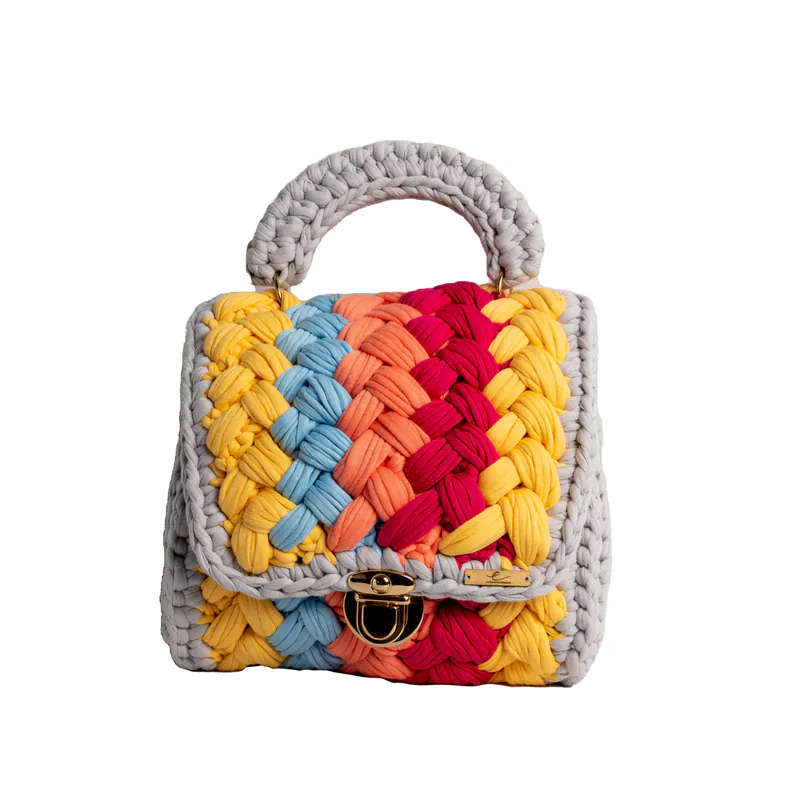 Ecofriendly, Luxury Handmade Crochet women knit hand bag / Multicoloured