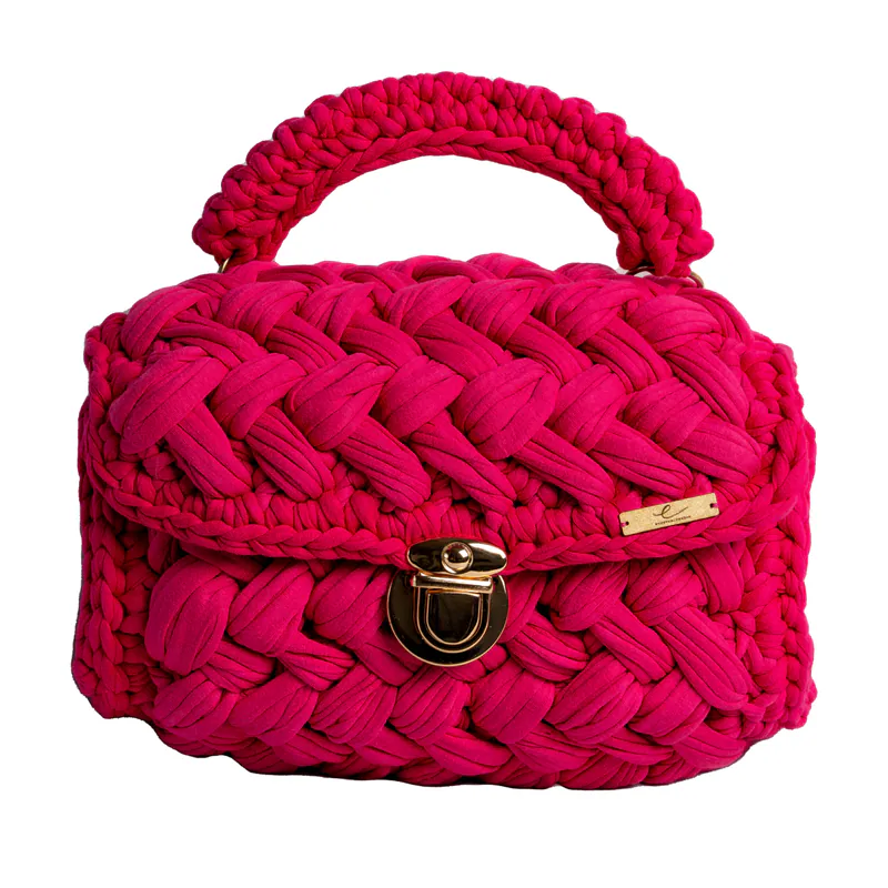Ecofriendly, Luxury Handmade Crochet women knit hand bag / Fuchsia
