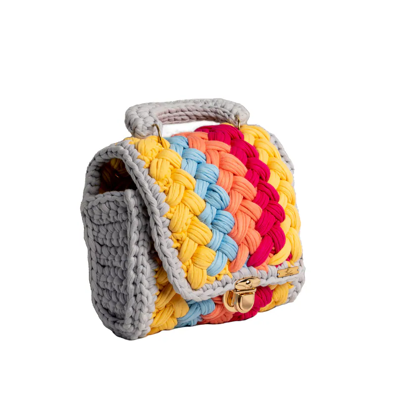 Ecofriendly, Luxury Handmade Crochet women knit hand bag / Multicoloured, view 2