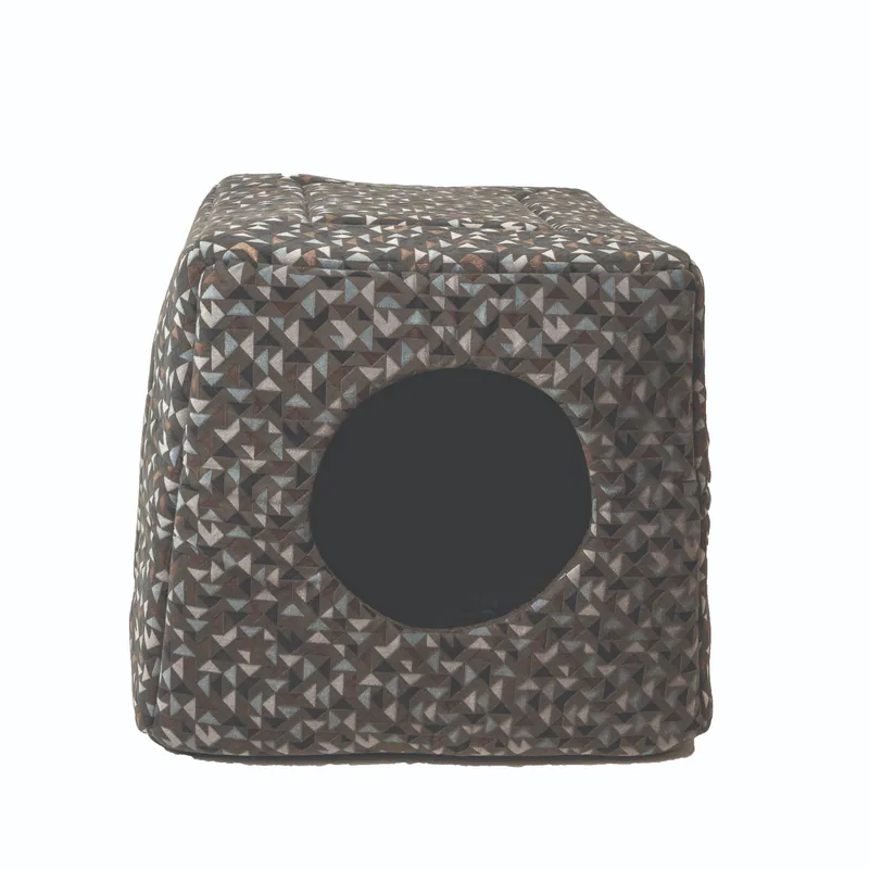 3-in-1 Foldable Pet Kitten Puppy Soft Cave Bed / Triangled Aztec Grey