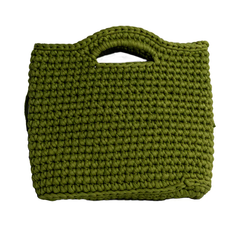 Ecofriendly, Daisy Luxury Handmade Crochet women knit hand bag / Green, view 2